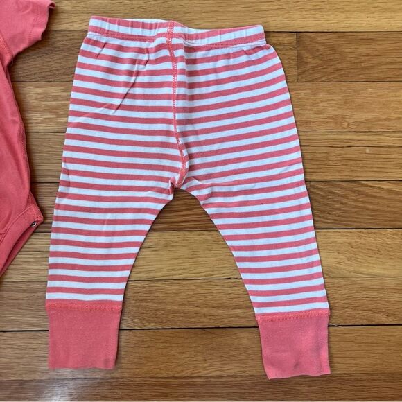 Hanna Andersson Coral Cotton Floral Wiggle Set Wrap Bodysu Leggings Hat 75 12-18 - Picture 3 of 3